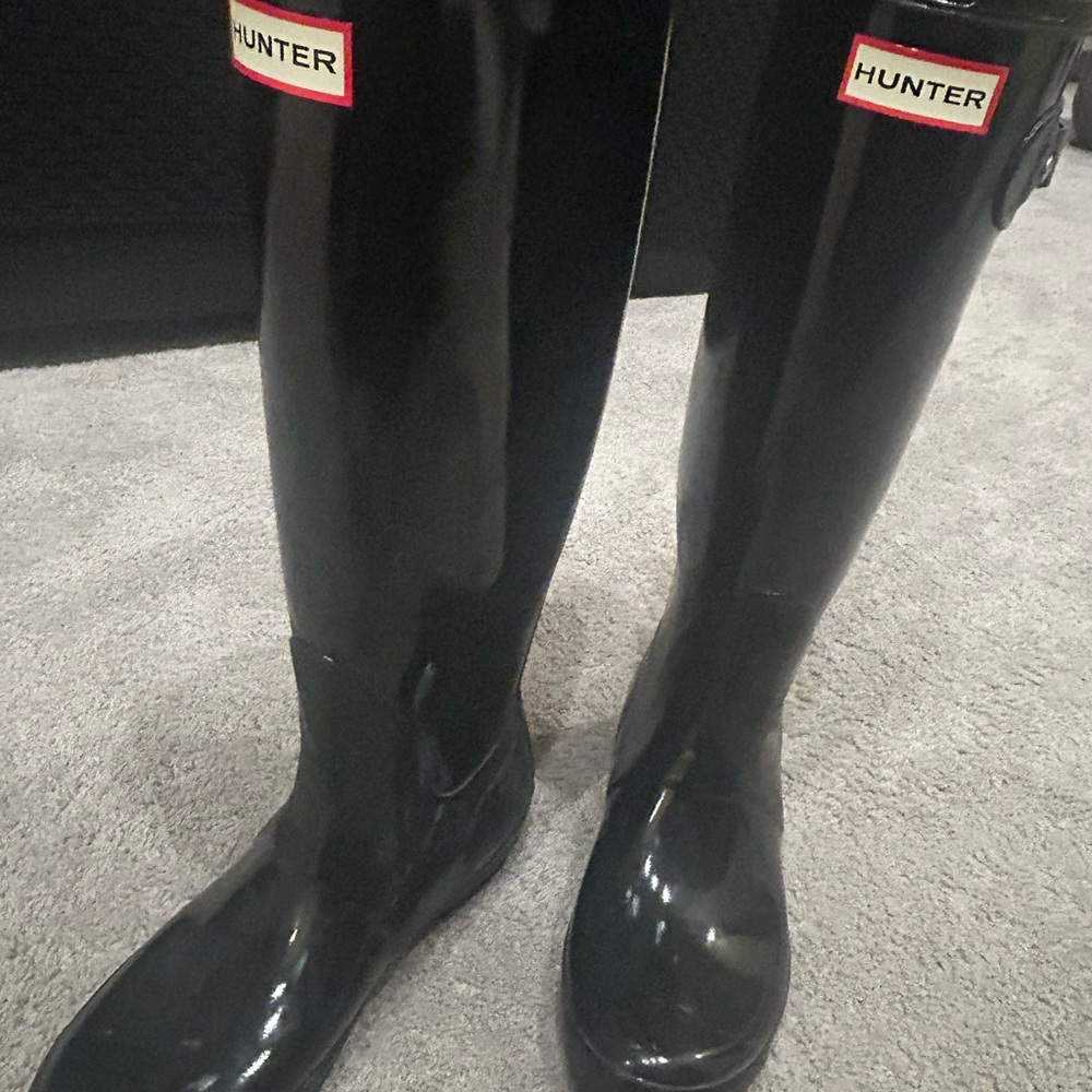 Hunter Glossy Black Waterproof Boots